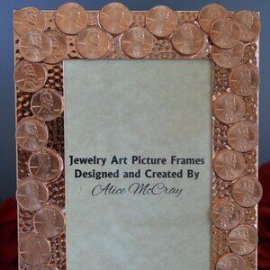 COPPER PENNY DECORATED HAMMERED COPPER TONE PICTURE FRAME
